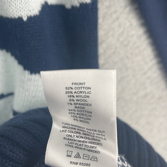 Express blue crew neck long sleeve tree’s scene sweater mens medium pullover - Picture 10 of 13